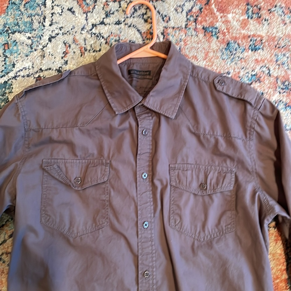 Machine Button Up Grey Button Down Large - Picture 2 of 7